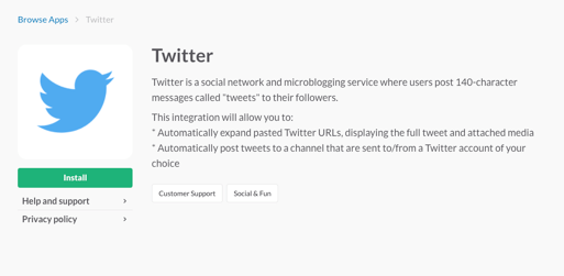 Slack公式サイトでInstallボタンをクリックしているところ