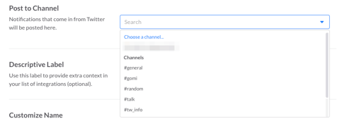 投稿先のチャンネルを選択しているところ