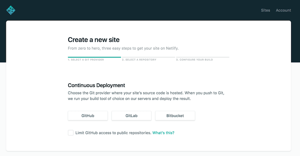 Gitサービス選択画面